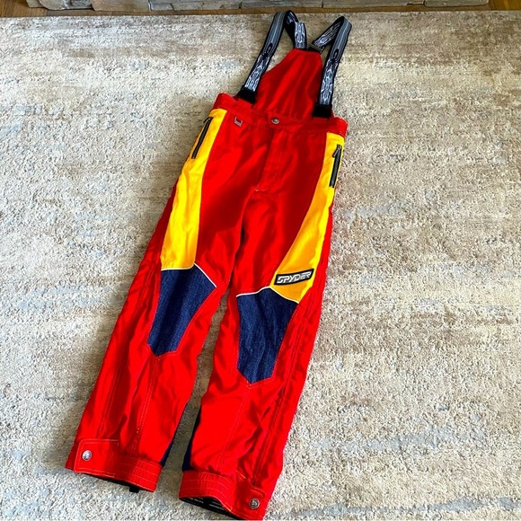 Spyder Vintage Ski Bibs Snow Pants Thinsulate Insulated Retro Red Yellow: 14 - Picture 1 of 14